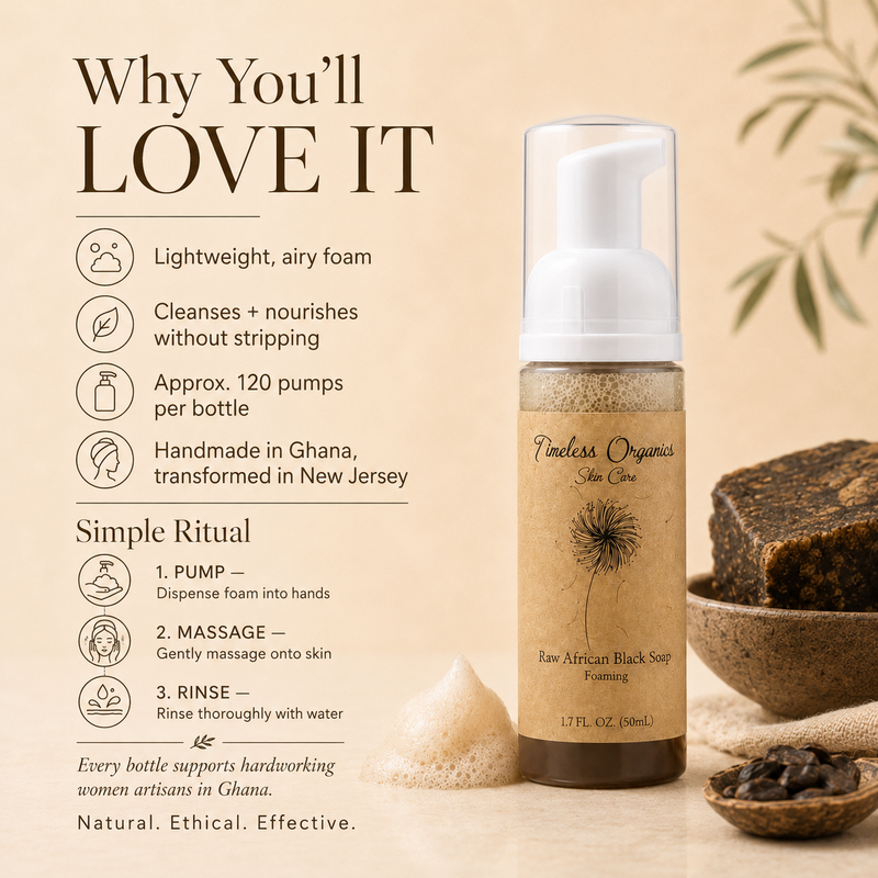 Timeless Organics Skin Care Liquid RAW African Black Soap - Foaming Peach Puff
