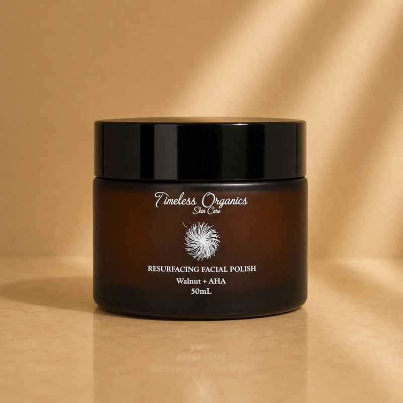 Timeless Organics Skin Care Resurfacing Facial Polish - Walnut + AHA Dark Khaki