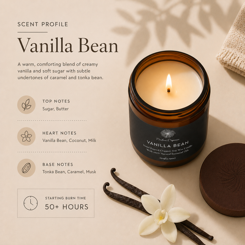 Timeless Organics Skin Care Timeless Candle - Vanilla Bean Light Gray