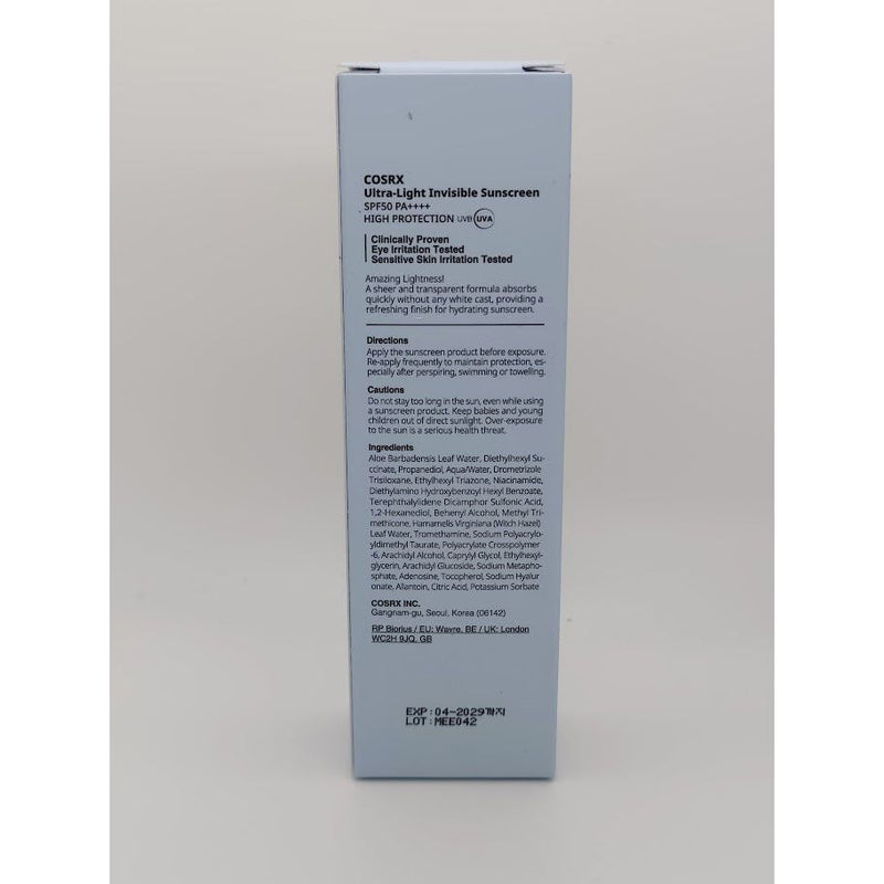 AsiaBeautyMall Cosrx Ultra-Light Invisible Sunscreen SPF50 PA++++ Sunscreen Slate Gray