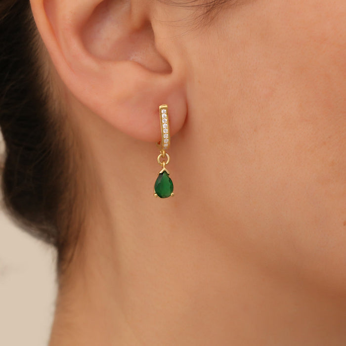 Emerald Necklace Earrings Jewelry Set