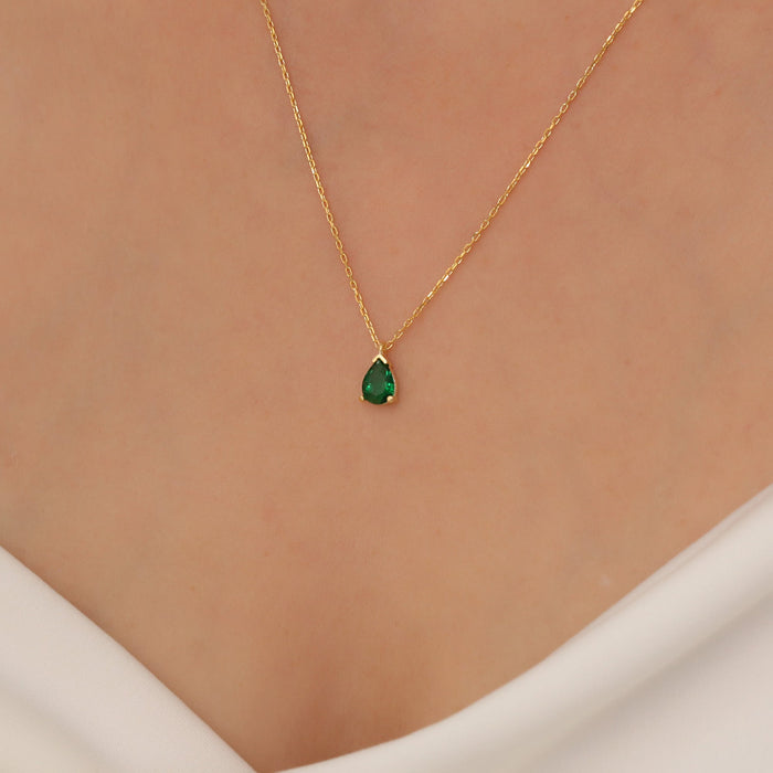 Emerald Necklace Earrings Jewelry Set