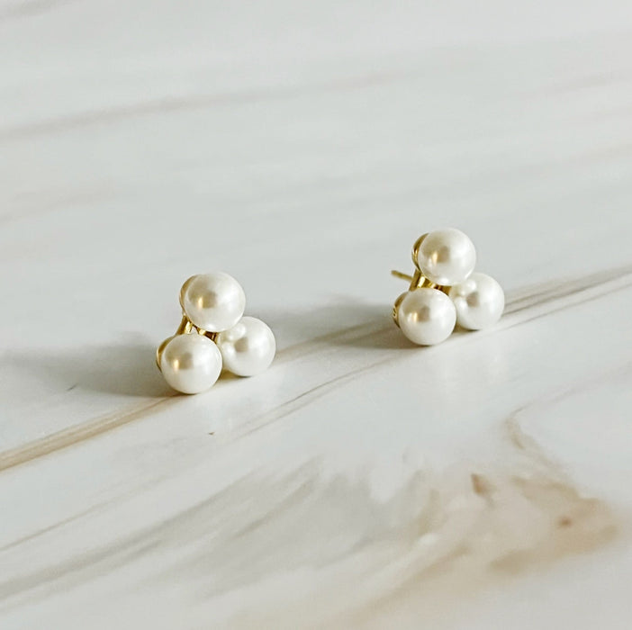 Pearl Trio Stud Earrings