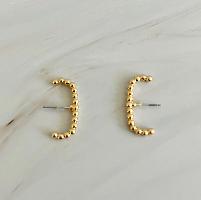 Ball Linked C Shape Post Earrings