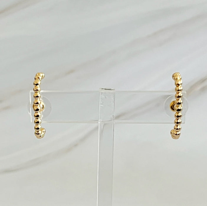 Ball Linked C Shape Post Earrings