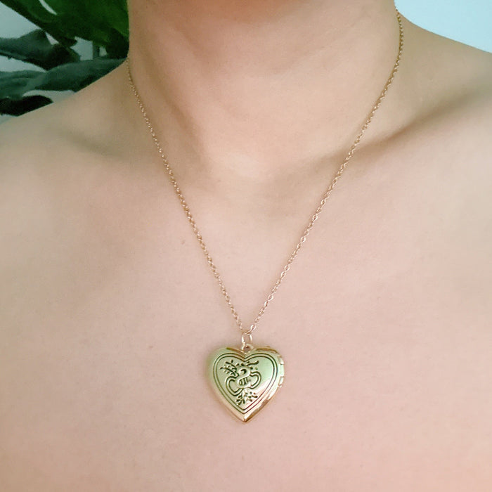 Nostalgic Heart Initial Open Locket Necklace