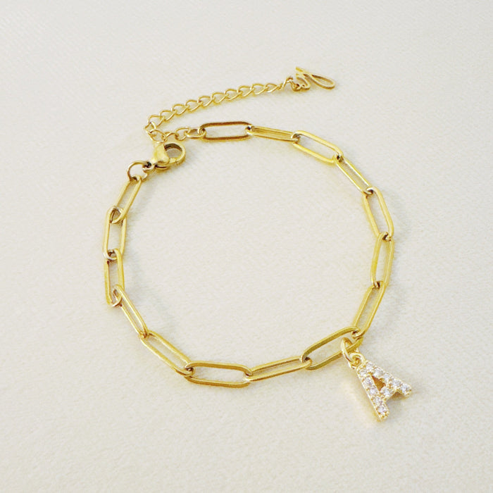 Simple Initial Chain Bracelet