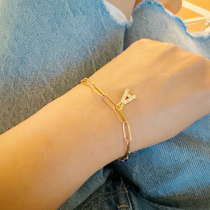 Simple Initial Chain Bracelet