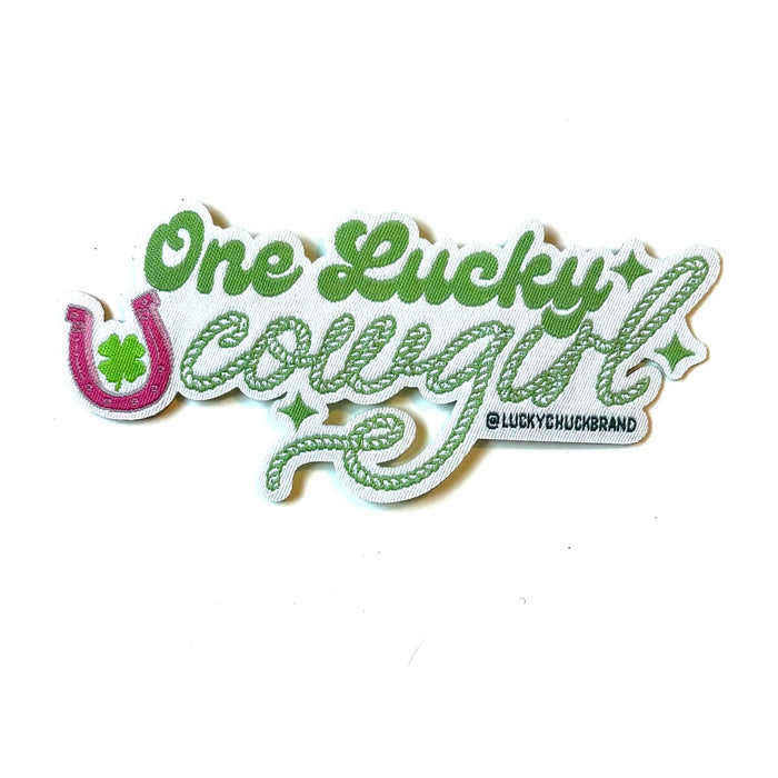 One Lucky Cowgirl Green Iron-on Patch