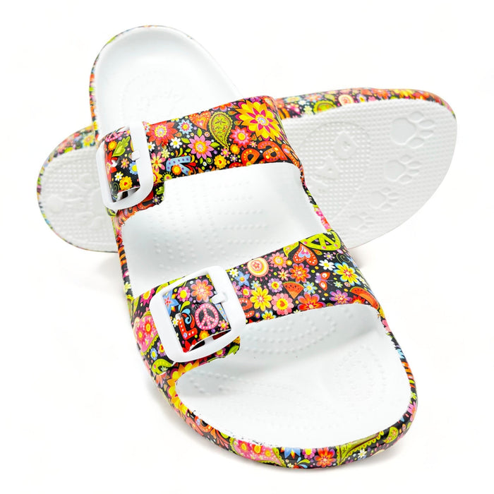 Women's PAW Print Adjustable 2-Strap Sandals - Peace Out