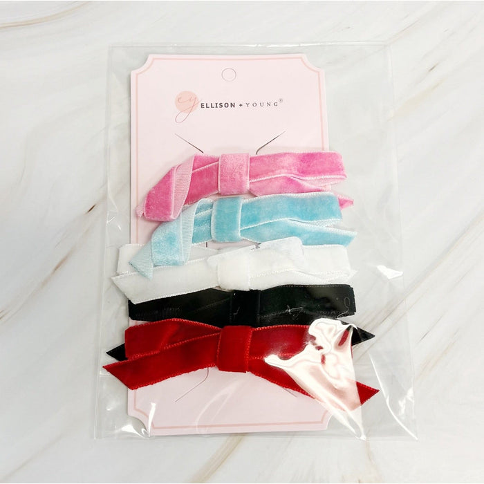 Adorable Velvet Bow Hair Clip Set Of 5