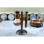 CreationsByWill Walnut Wood Hand Crafted Shave Set with Gunmetal Safety Razor Shave Set