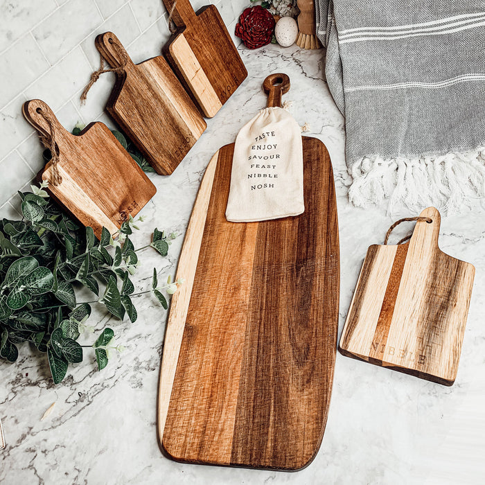 Acacia Wood Serving Board + Bamboo Markers | 23x8"