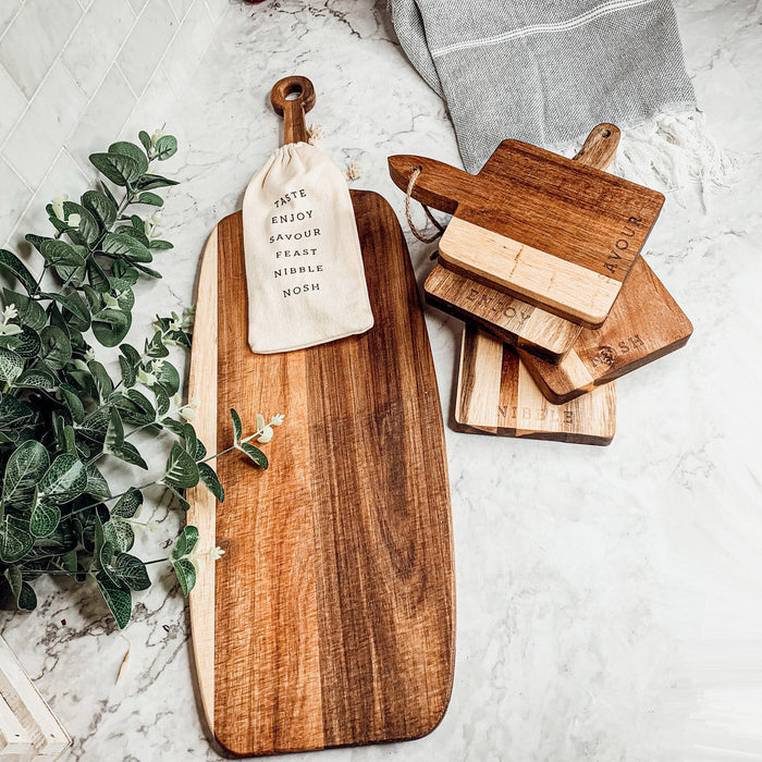 Acacia Wood Serving Board + Bamboo Markers | 23x8"