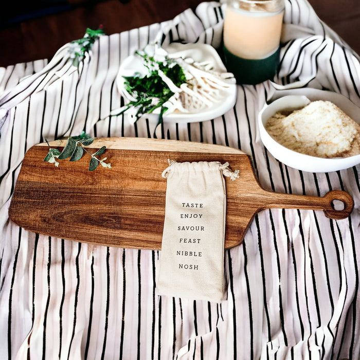 Acacia Wood Serving Board + Bamboo Markers | 23x8"