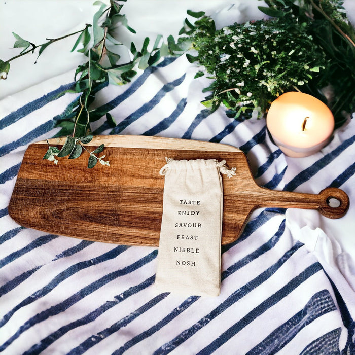 Acacia Wood Serving Board + Bamboo Markers | 23x8"