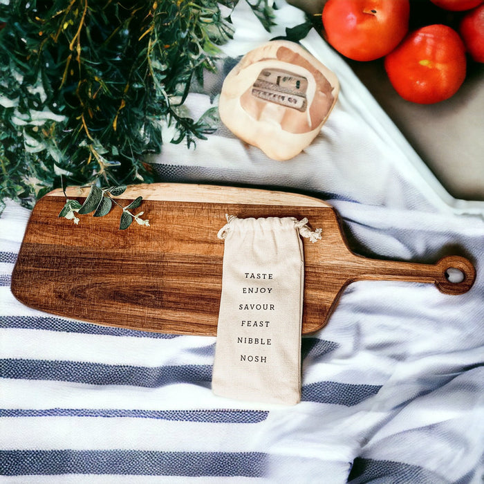 Acacia Wood Serving Board + Bamboo Markers | 23x8"