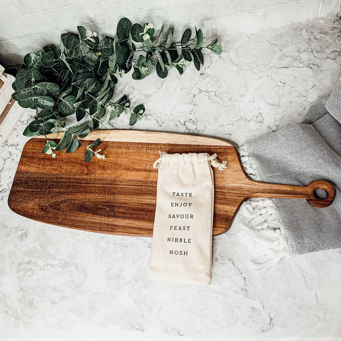 Acacia Wood Serving Board + Bamboo Markers | 23x8"