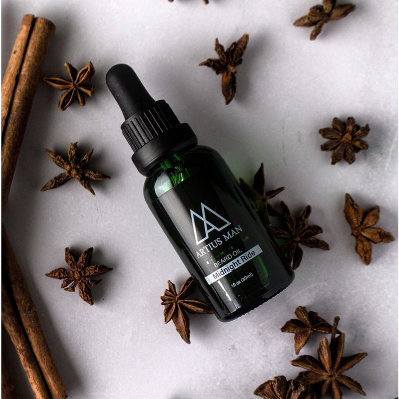 Artius Man Midnight Ride Beard Oil – Spiced Black Licorice Beard Conditioning Oil (1 oz) Beard Oil