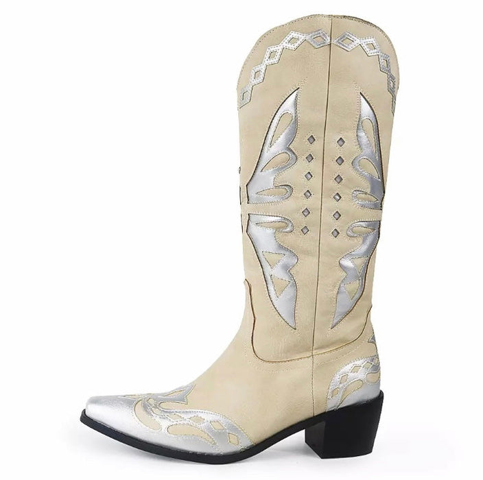 Women's Embossed Midcalf Butterfly Western Cowboy Boots