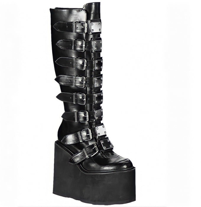 Gothic Boots for Women Platform High Heel Midcalf Shoes