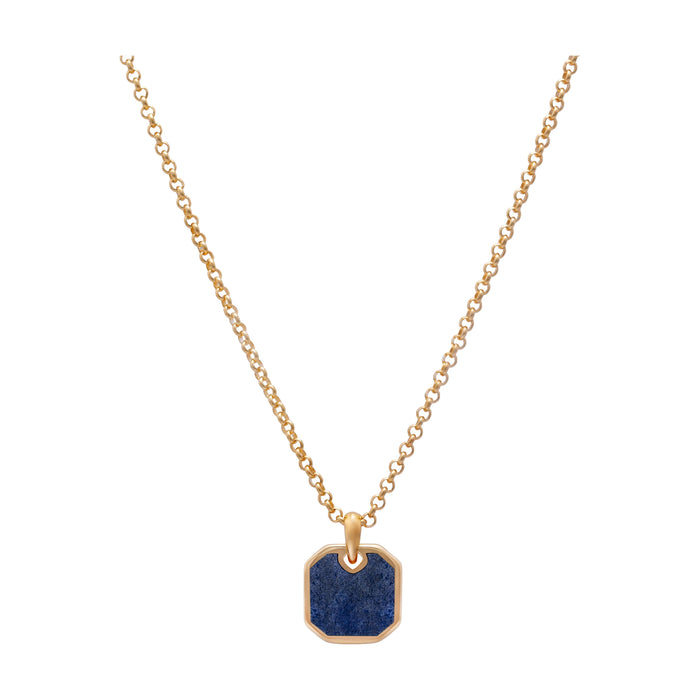 Blue Lapis Square Pendant (Gold)