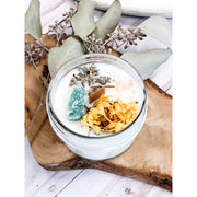 Butter Me Up Organics Blessings Candle / Intention Candle / Good Luck / Soy Handpoured Candle/ Candle with Crystals / Botanical Candle / Essential Oil Candle Metaphysical