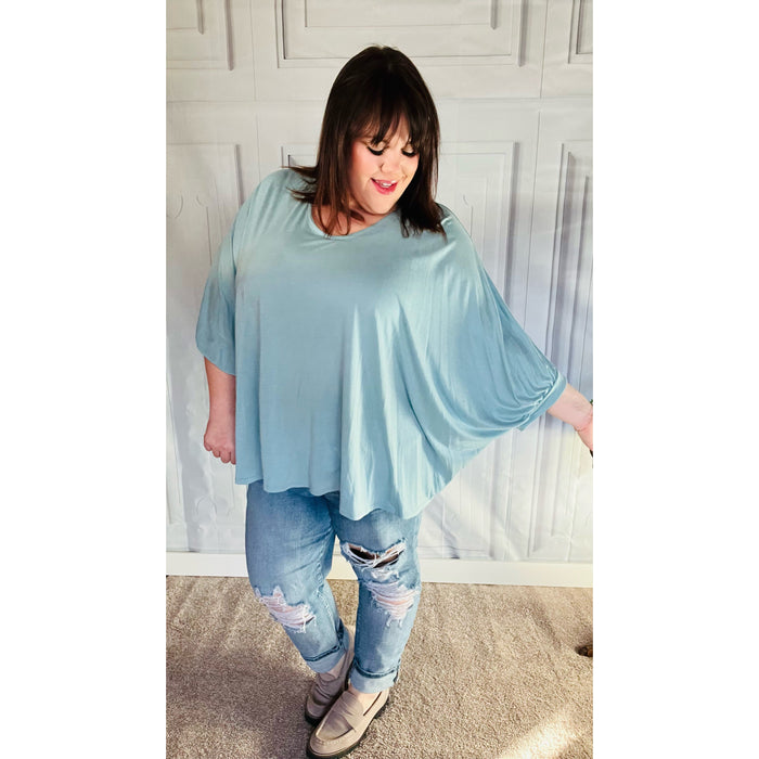 Call On Me Aqua Dolman Modal Knit Top