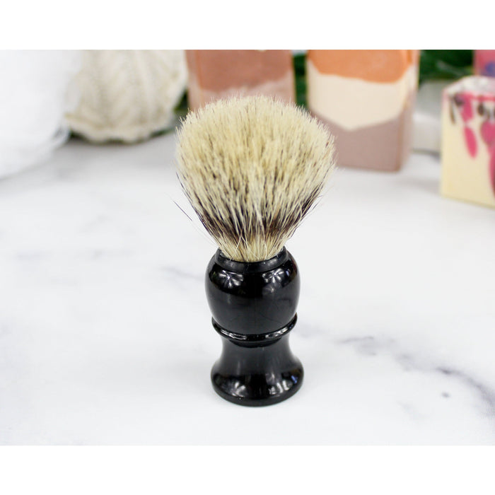 Holder Handmade - Boar-Bristle Shaving Brush and Steel Shaving Bowl Set