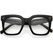 zeroUV Bold Oversize Square Horn Rimmed Flat Lens Clear Glasses D093 Sunglasses