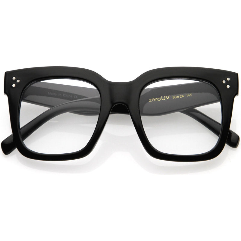 zeroUV Bold Oversize Square Horn Rimmed Flat Lens Clear Glasses D093 Sunglasses