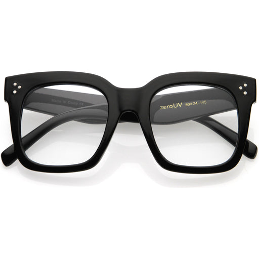 zeroUV Bold Oversize Square Horn Rimmed Flat Lens Clear Glasses D093 Sunglasses