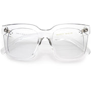 zeroUV Bold Oversize Square Horn Rimmed Flat Lens Clear Glasses D093 Sunglasses