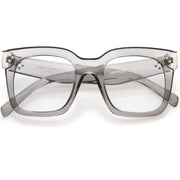 zeroUV Bold Oversize Square Horn Rimmed Flat Lens Clear Glasses D093 Sunglasses