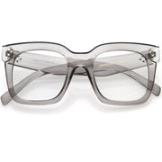 zeroUV Bold Oversize Square Horn Rimmed Flat Lens Clear Glasses D093 Sunglasses