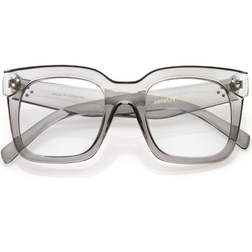zeroUV Bold Oversize Square Horn Rimmed Flat Lens Clear Glasses D093 Sunglasses