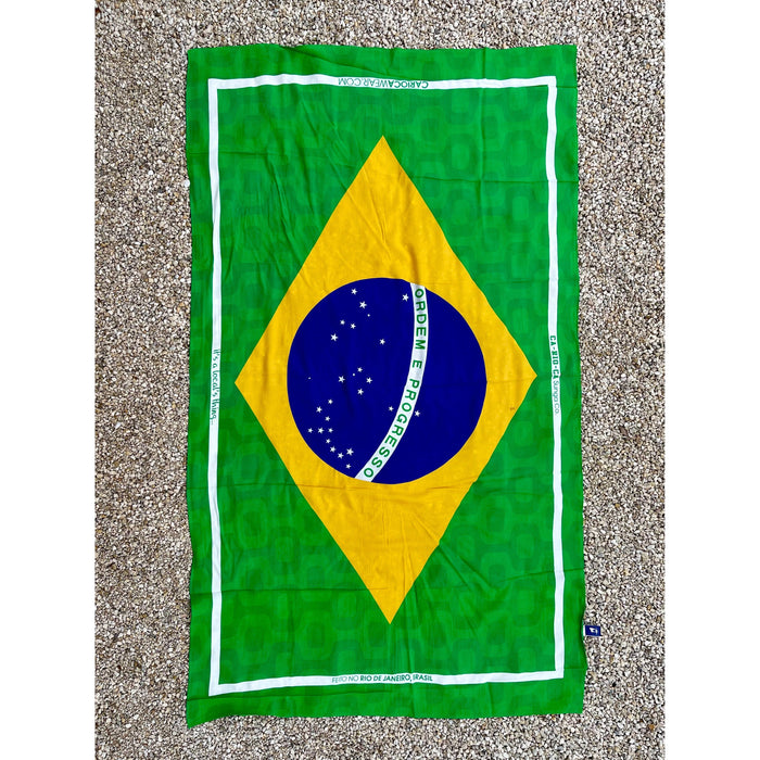 CA-RIO-CA BRASILIAN FLAG CANGA - GREEN, YELLOW, BLUE AND WHITE - BRAZILIAN BEACH TOWEL (SARONG/PAREO)