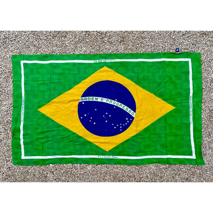 CA-RIO-CA BRASILIAN FLAG CANGA - GREEN, YELLOW, BLUE AND WHITE - BRAZILIAN BEACH TOWEL (SARONG/PAREO)