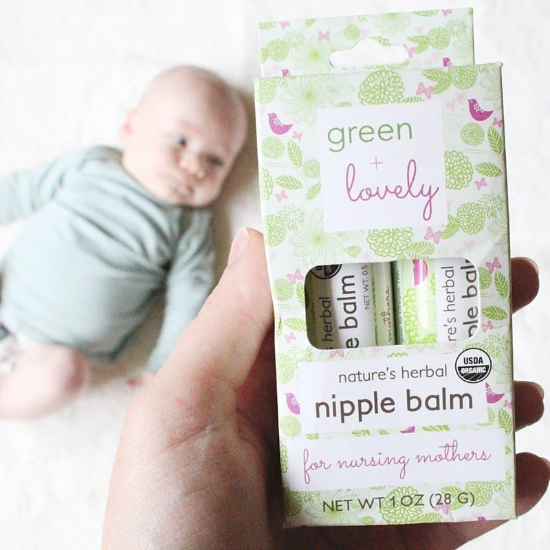 Green + Lovely Calming Nature's Herbal Nursing Nipple Balm - Breastfeeding Essential - 1 oz. Nipple Cream
