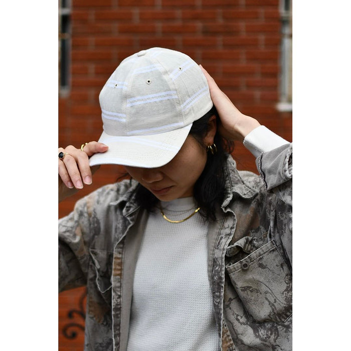 6-Panel Cap - Japanese Linen - BALLPARK NAVY STRIPE