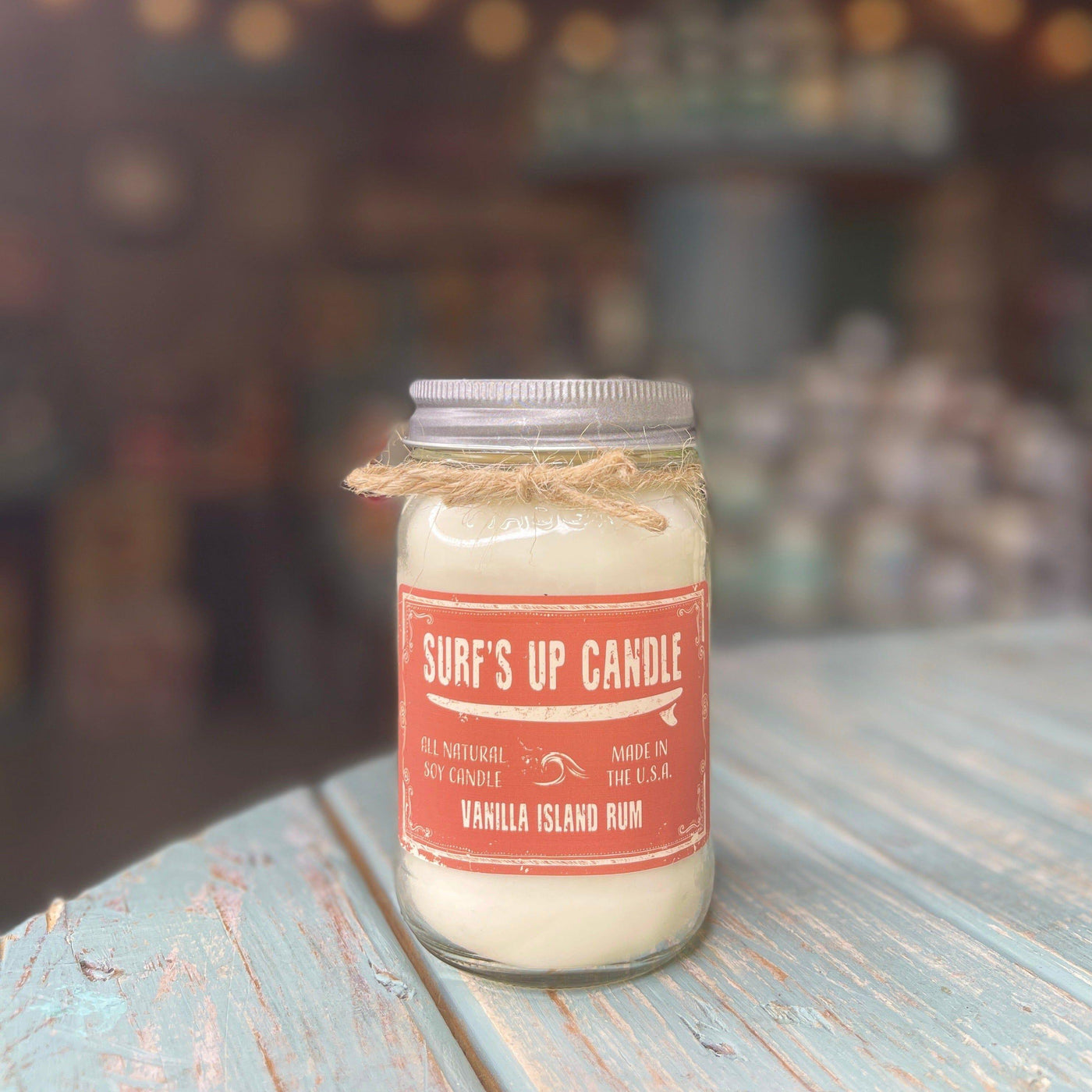 Surf's Up Candle - Surf's Up Candle - Vanilla Island Rum Mason Jar - O ...