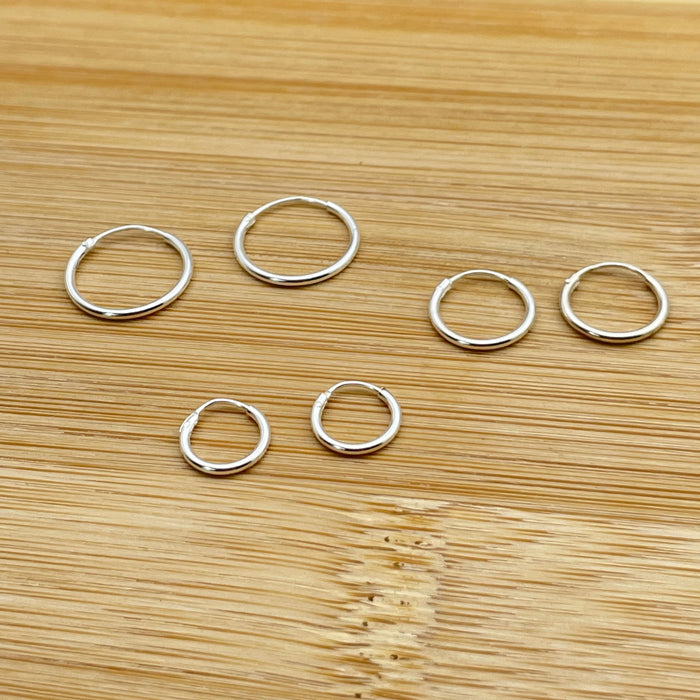 The "Endless" Set Of 3 Sterling Silver Endless Hoop Earrings