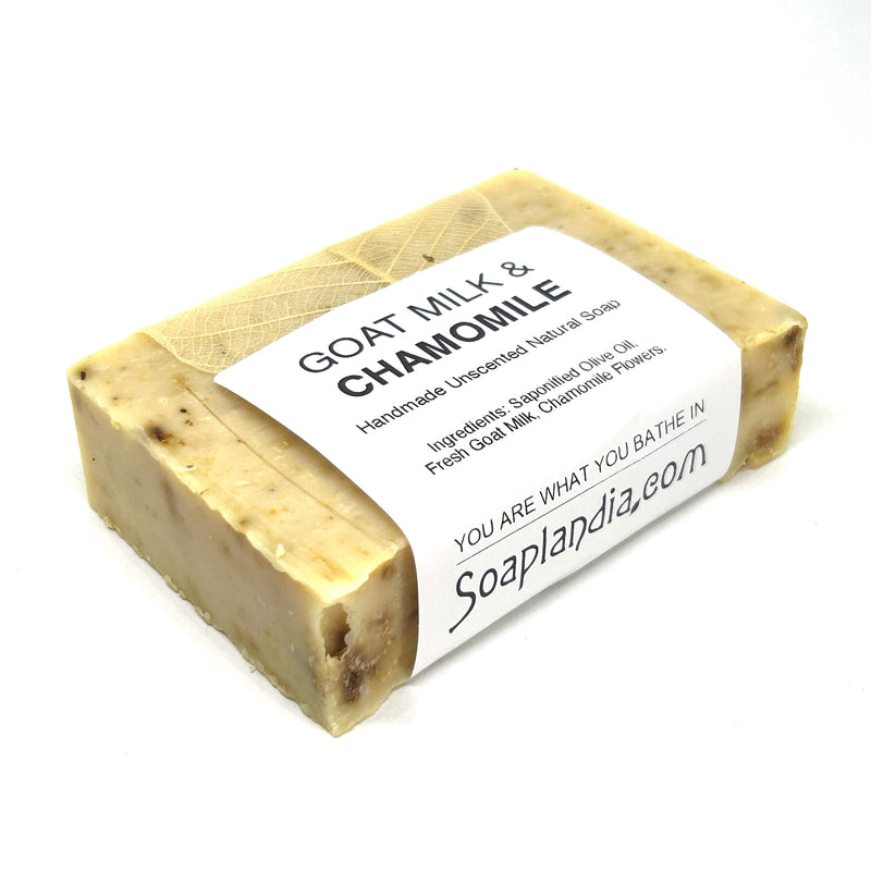 Soaplandia Soap Store Goat Milk & Olive Oil Bar Soap with Chamomile, Unscented