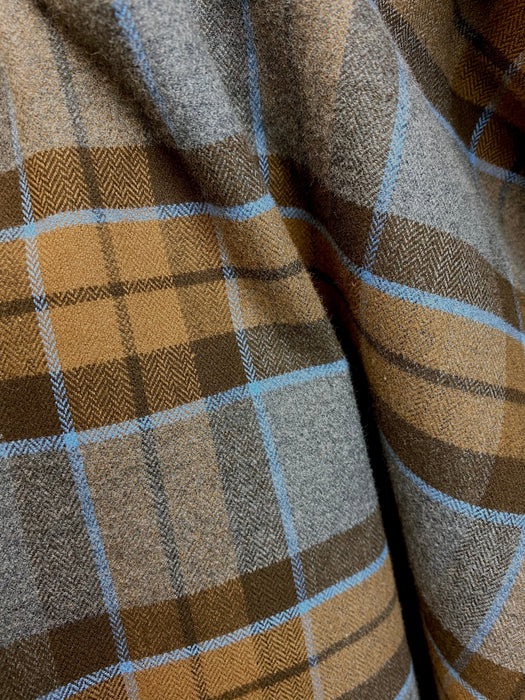 Ascot Scarf - Outlander Clan MacKenzie Inspired Gray, Brown and Light Blue Cotton Flannel