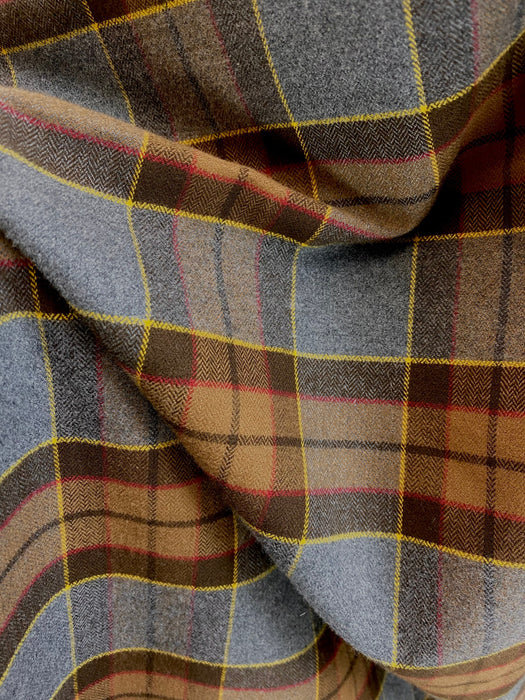 Ascot Scarf - Outlander Clan Fraser Inspired Gray, Brown, Yellow, and Red Cotton Flannel