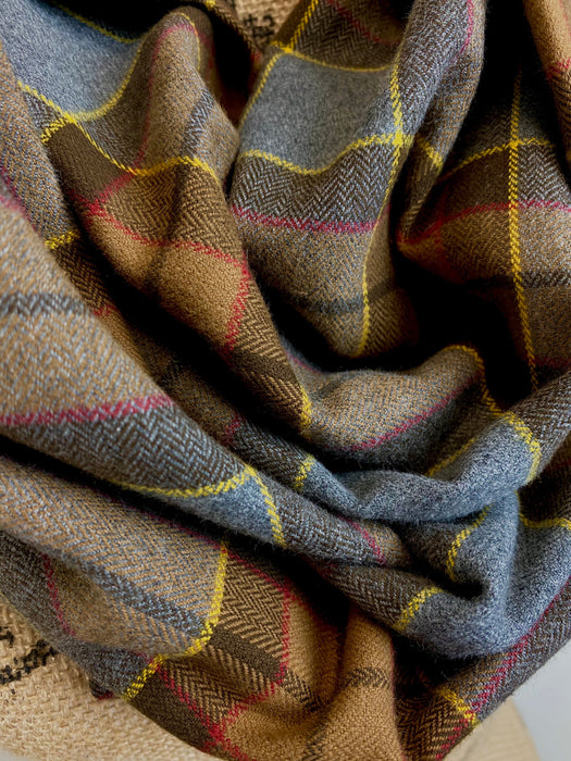 Ascot Scarf - Outlander Clan Fraser Inspired Gray, Brown, Yellow, and Red Cotton Flannel