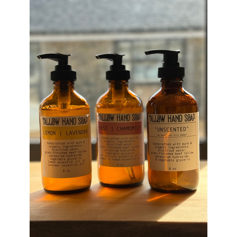 Apotheke DuJardin HAND SOAP | TALLOW | LIQUID Slate Gray rose chamomile (being discontinued),Lemon lavender (being discontinued),Unscented (being discontinued),PEPPERMINT | LAVENDER,LEMON | THYME,LAVENDER | EUCALYPTUS,CEDARWOOD | PINE