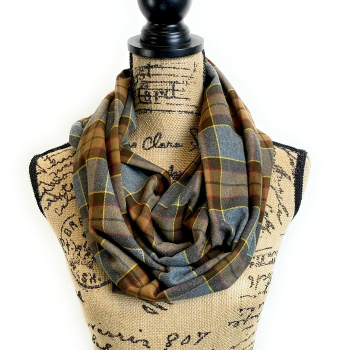 Ascot Scarf - Outlander Clan Fraser Inspired Gray, Brown, Yellow, and Red Cotton Flannel