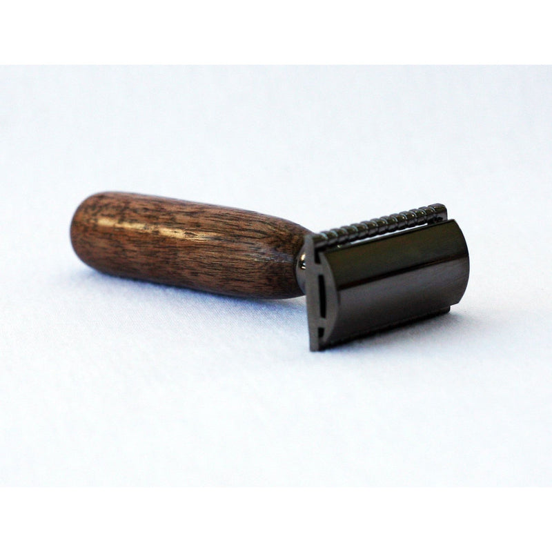 CreationsByWill Walnut Wood Hand Crafted Shave Set with Gunmetal Safety Razor Shave Set