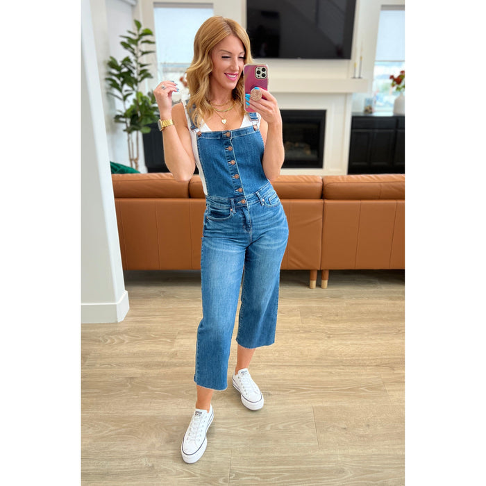 Priscilla High Rise Crop Wide Leg Denim Overalls